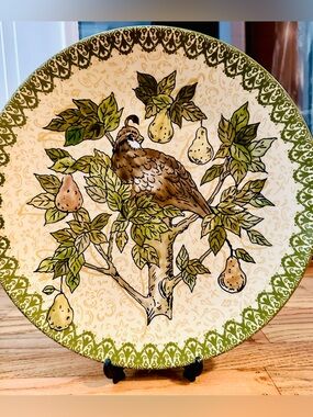 Pottery Barn Partridge Pear Tree California Quail Platter 14’in New Never Used